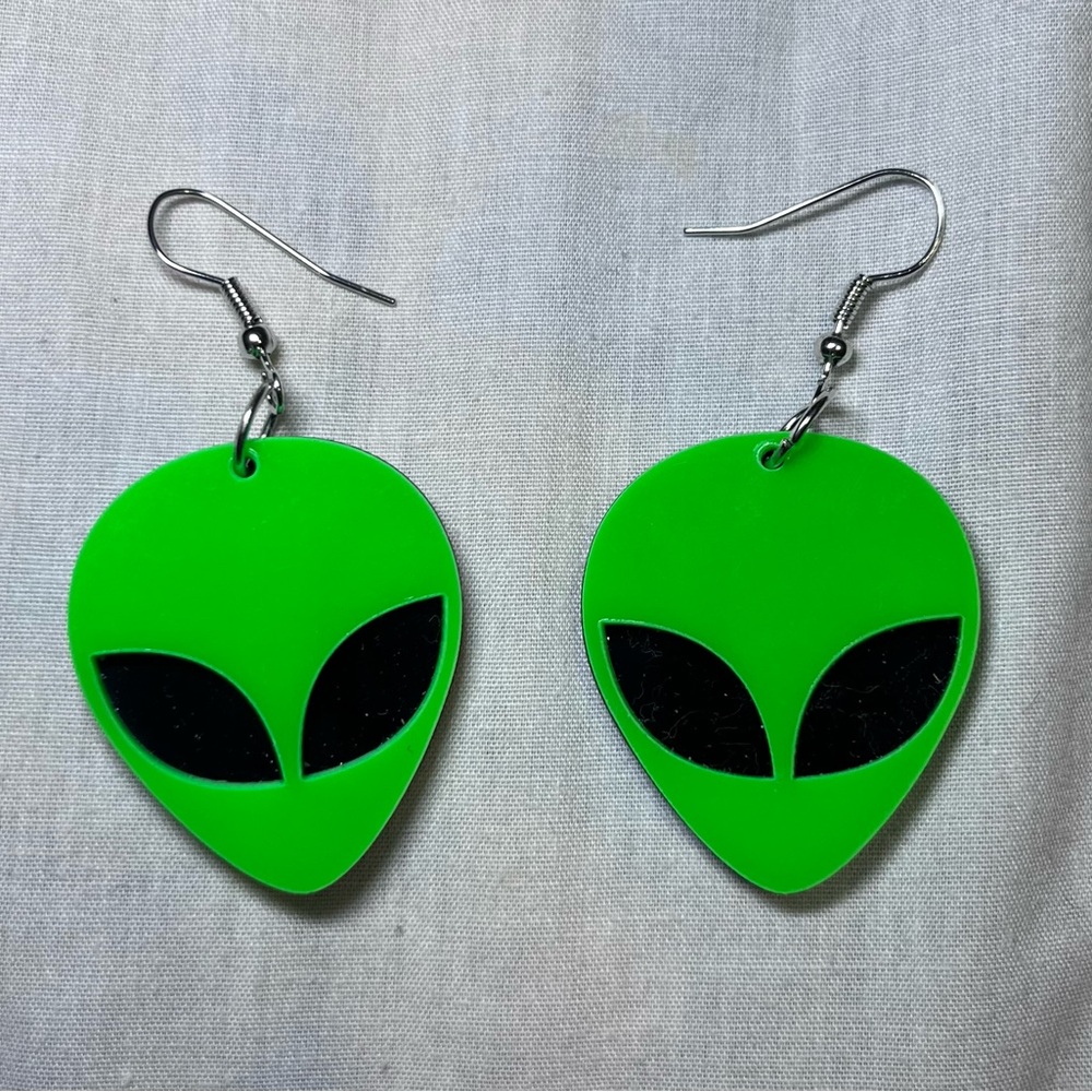 Green Alien Earrings